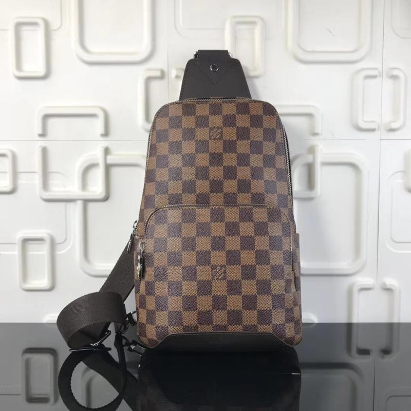 LV Shoulder Handbags N41719 Coffee Grid Coffee